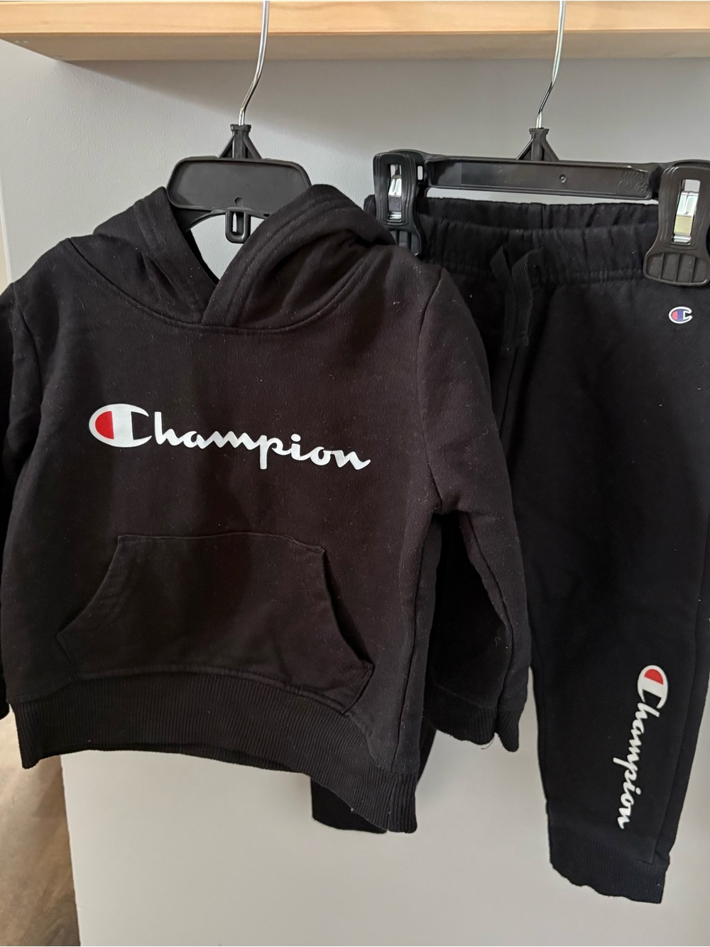 Champion Black Logo Kids Hoodie & Sweatpants Set